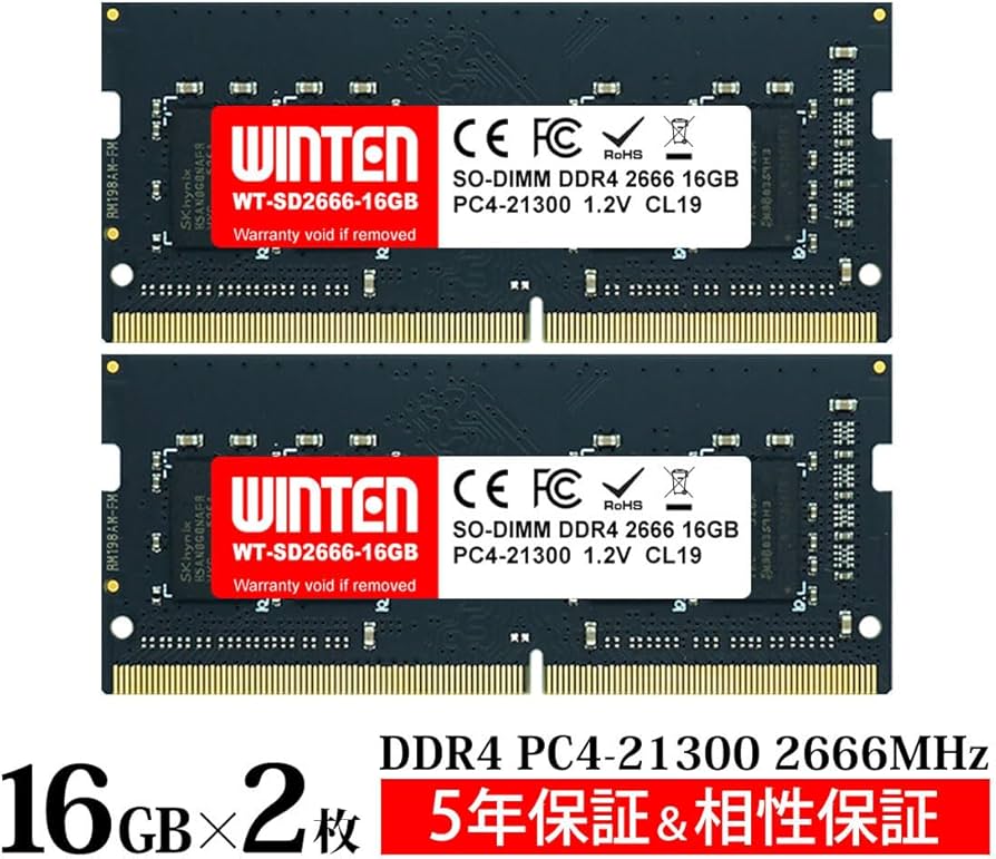 Amazon.co.jp: WINTEN ノートPC用メモリ DDR4-2666 32GB（16GB×2枚