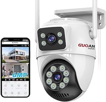Amazon | GUOANVISION 二つ監視画面・パンチルト・夜間カラー 防犯