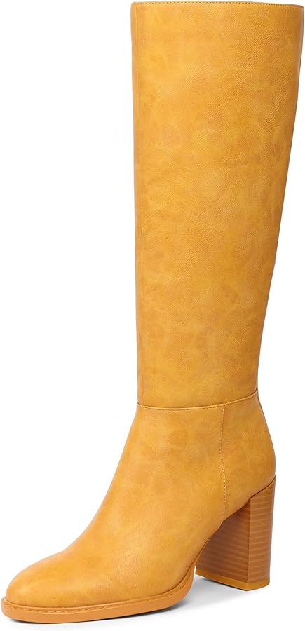 Amazon.com | TopWalks Women's Knee High Boots Square Toe Chunky