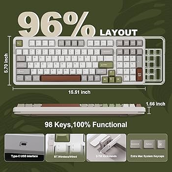 Amazon | YUNZII B98 メカニカルキーボード ワイヤレス 98キー ホット