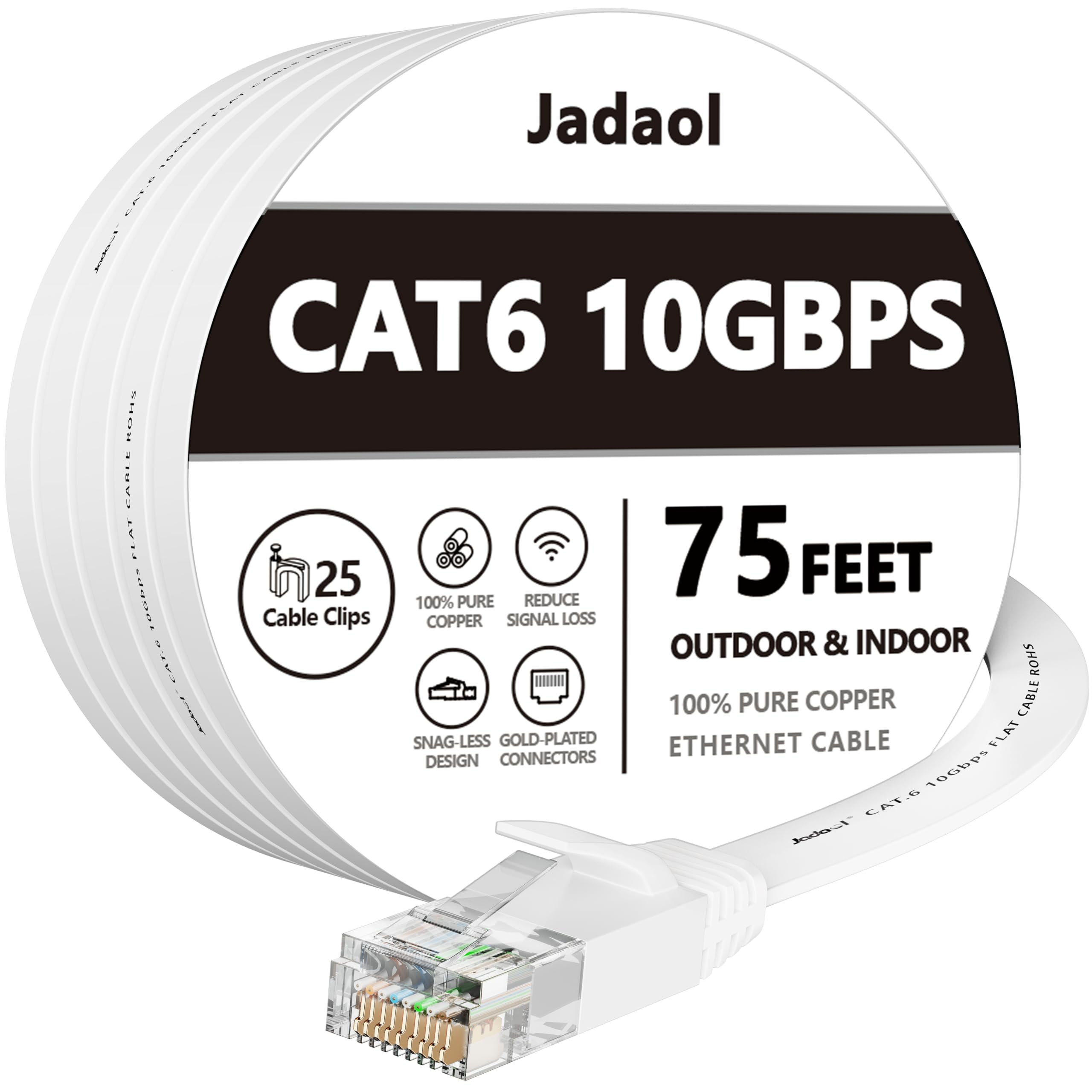 Amazon.com: Jadaol Cat 6 Ethernet Cable 75 ft, 10Gbps Support Cat8