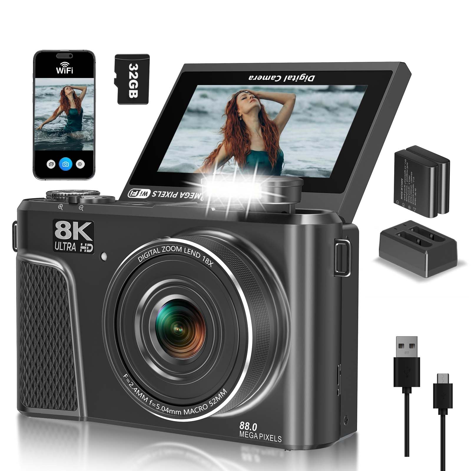 Amazon.com : 8K Digital Camera with 88MP & 3