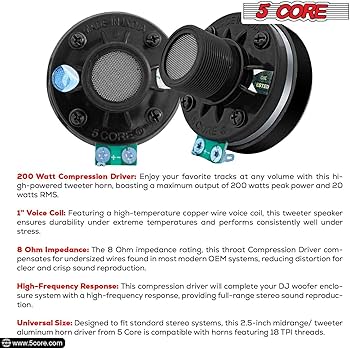 Amazon.co.jp: 5コア 2ピース 圧縮ドライバー 1インチ 出口 ねじ込み式