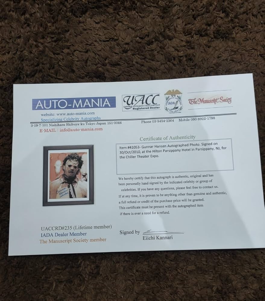 Amazon.co.jp: 悪魔のいけにえ レザーフェイス ガンナーハンセン 直筆