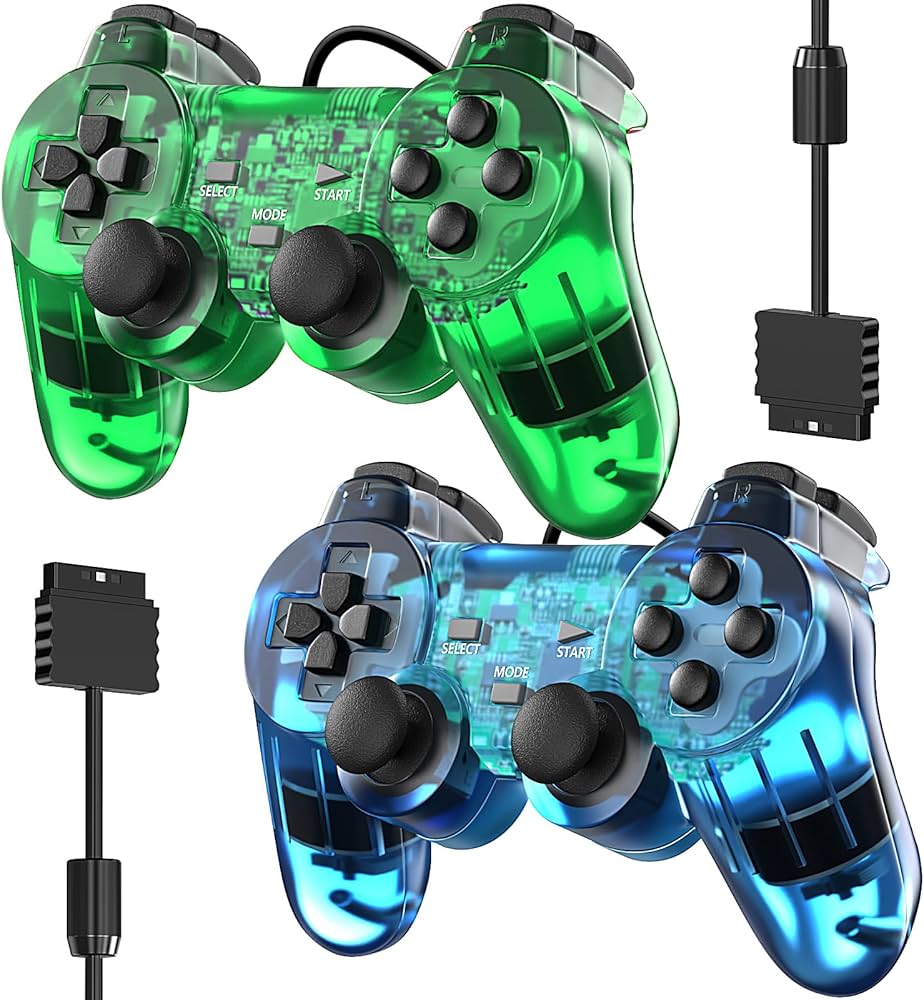 プレイステーション2 コントローラオーシャンブルー グリーン2個