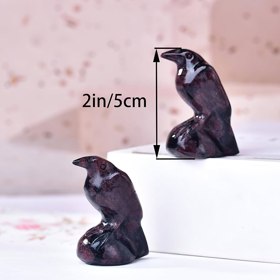 Amazon.com: WUYOUSHI Natural Garnet Crystal Raven Statue 2