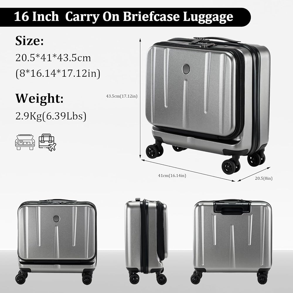Amazon.com | 16 Inch Carry On Luggage with 2 Compartments for 14