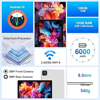 Amazon.com : ATMPC Tablet, 10 Inch Android 14 Tablets 12GB (4+8