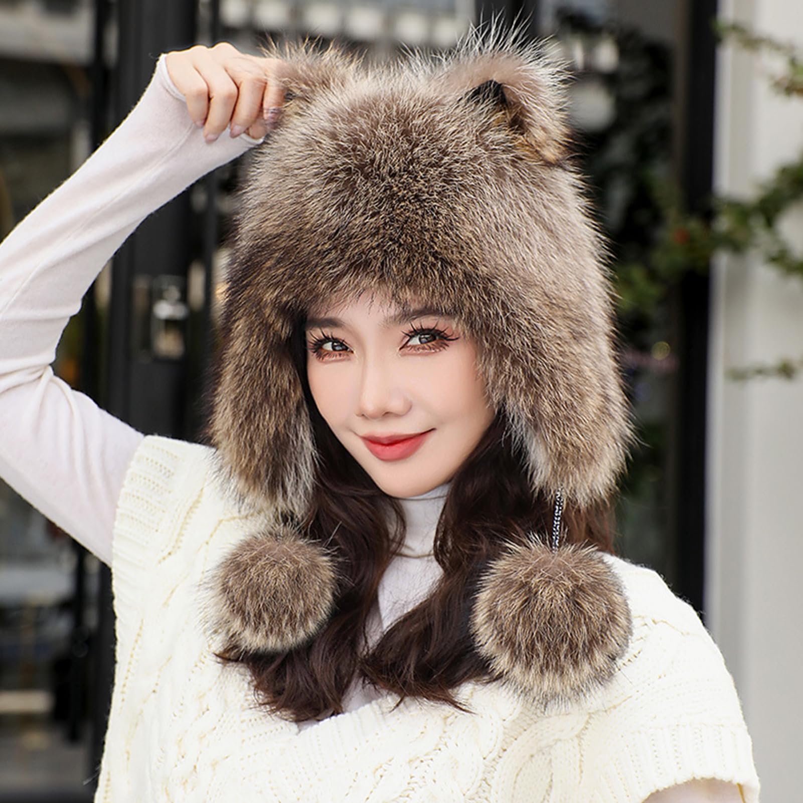 Amazon.co.jp: 冬季節 保温 ミンクファー 帽子 ミンクハット 小顔効果