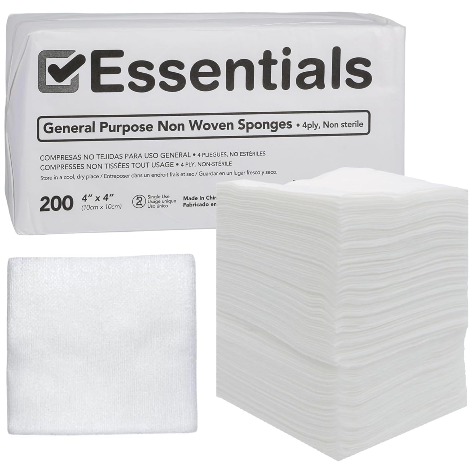 Amazon.com: Essentials Non-Sterile Gauze Sponges - 200 Count, 4