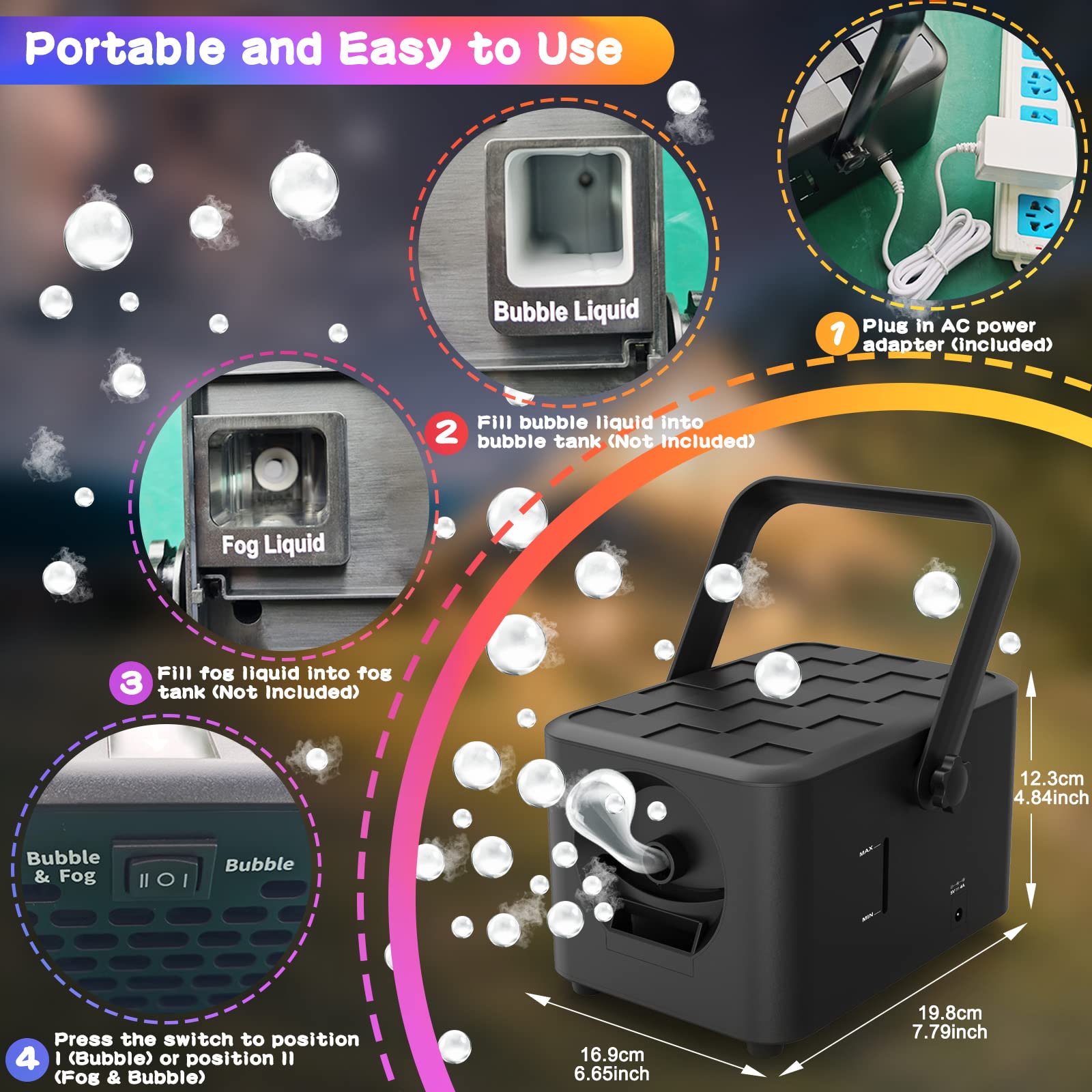 Amazon | フォグバブルマシン 高出力スモークバブルブロワー 5000個