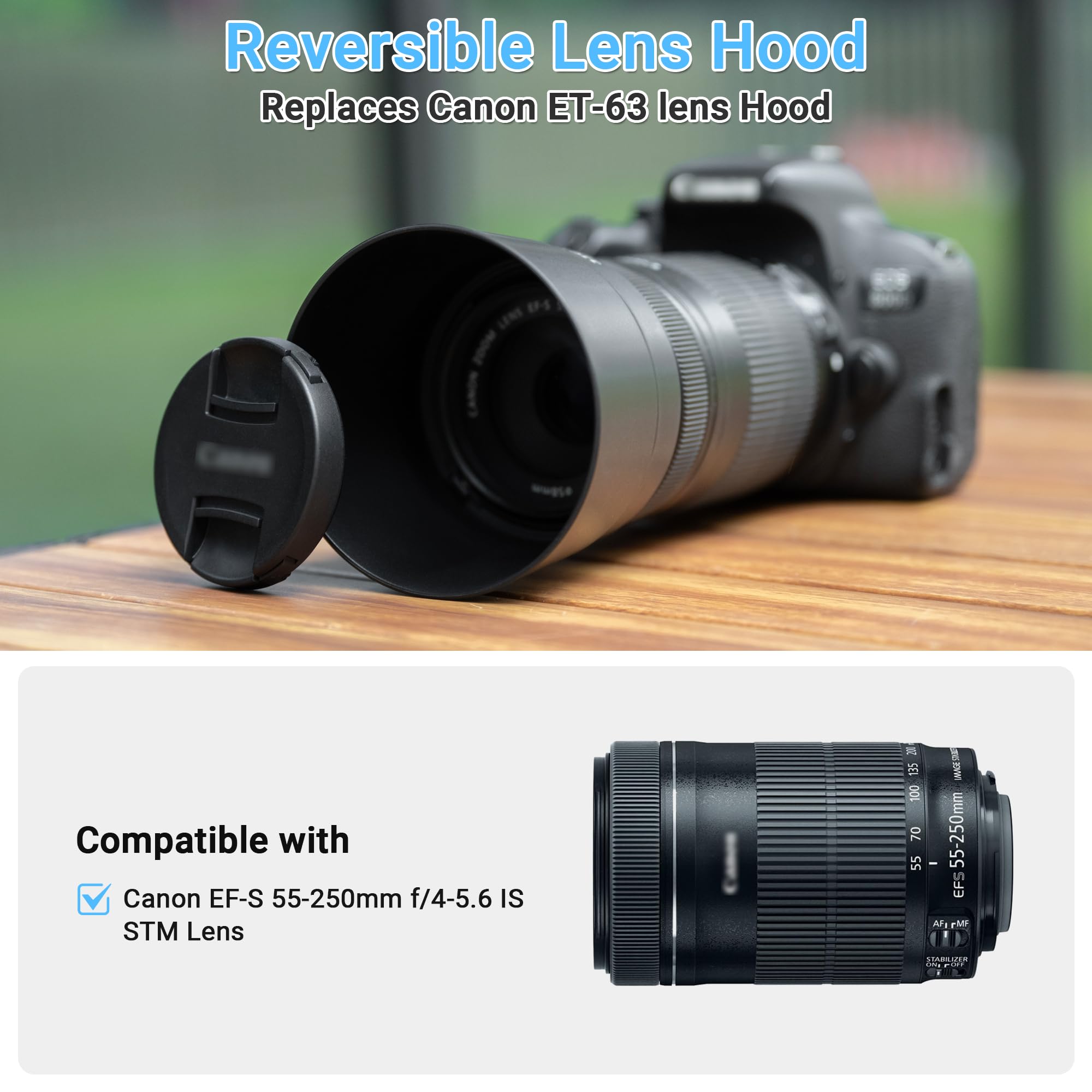 Amazon.com : JJC ET-63 Reversible Lens Hood Shade Protector for