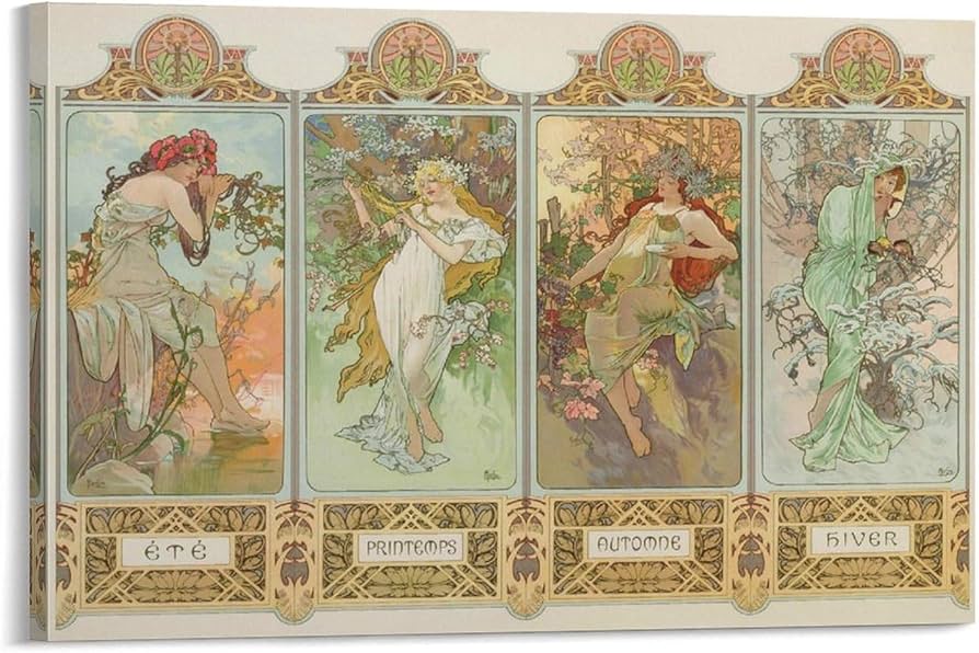Amazon.co.jp: Alphonse Mucha アルフォンス・ミュシャ 四季 《春·夏