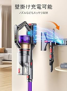 Amazon | 掃除機 コードレス 自動モード 緑色LEDライト 壁掛け充電可能