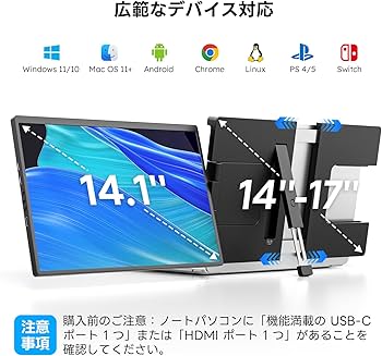 Amazon.co.jp: Dopesplay 1200P 360°回転 1画面 デュアルモニター 14