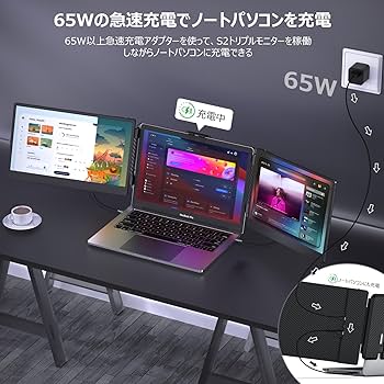 Amazon.co.jp: Kwumsy S2 モバイルモニター 2画面 トリプルポータブル