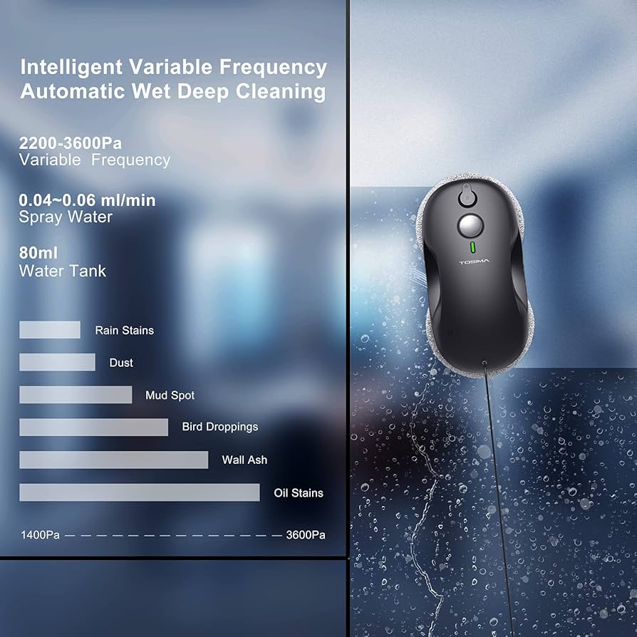 Amazon | Tosima(トシマ) W2 W3 窓拭きロボット 強力吸引 自動 窓掃除