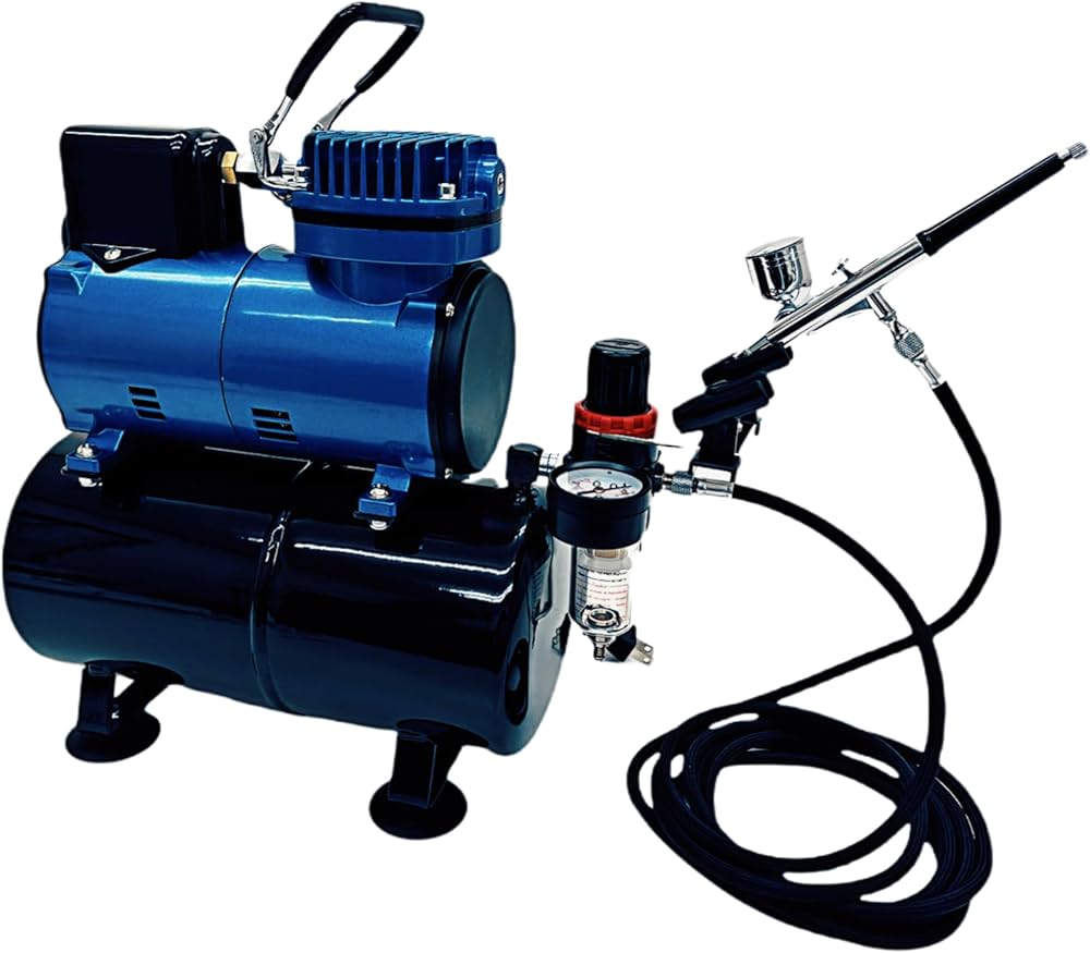 Amazon | 【三方良し】ブルー色 エアブラシ エアーコンプレッサー 冷却