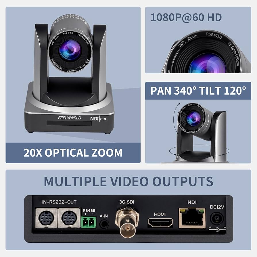 Amazon.com: FEELWORLD NDI20X PTZ Camera Simultaneous 3G SDI HDMI