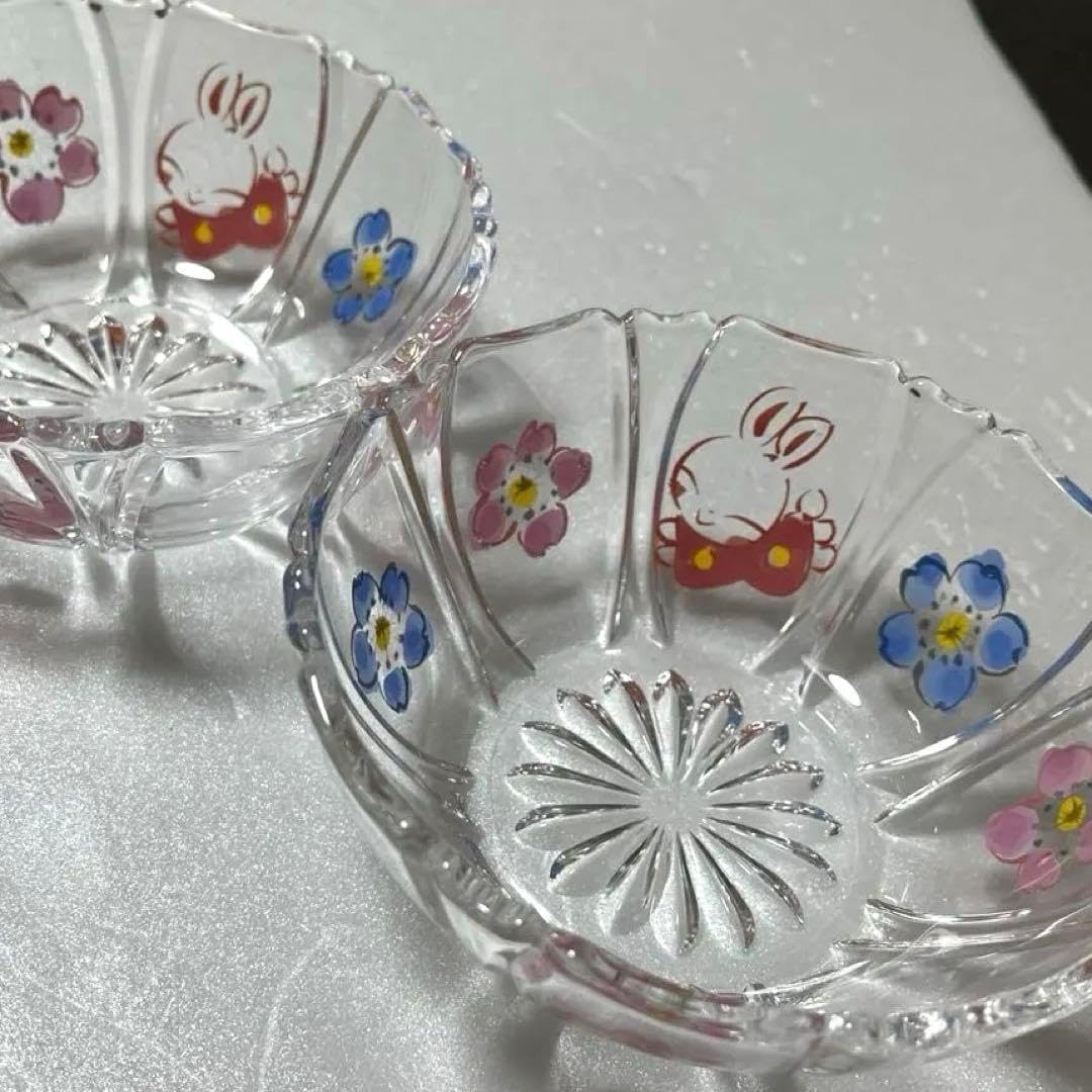 r*.様 ベネチアングラス カラフルガラスボウル ウサギスタンド付き r