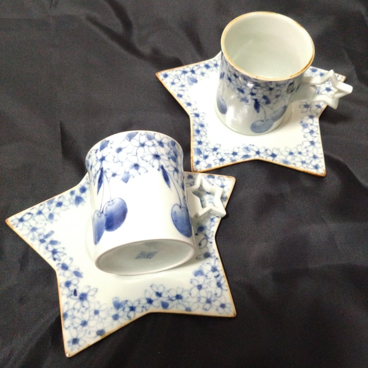 有田焼 福泉窯 カップ&ソーサー2客 染付 唐草 碗皿 有田焼 福泉窯