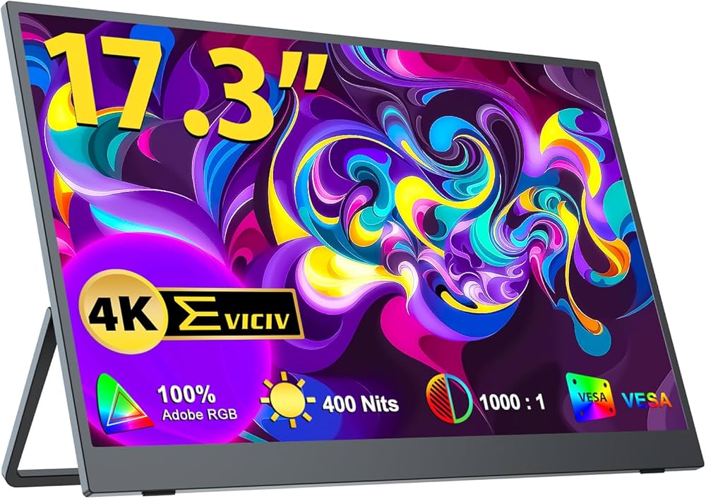 Amazon.co.jp: EVICIV モバイルモニター 17.3インチ 4K 自立型