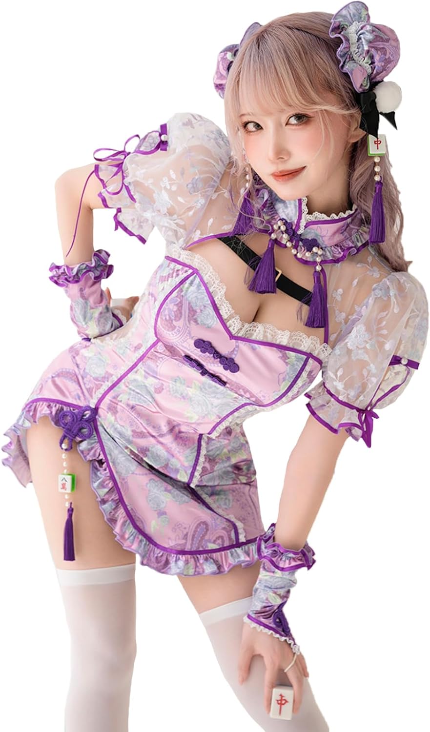 Amazon.co.jp: [Malymoon] コスプレ チャイナ チャイナドレス 麻雀
