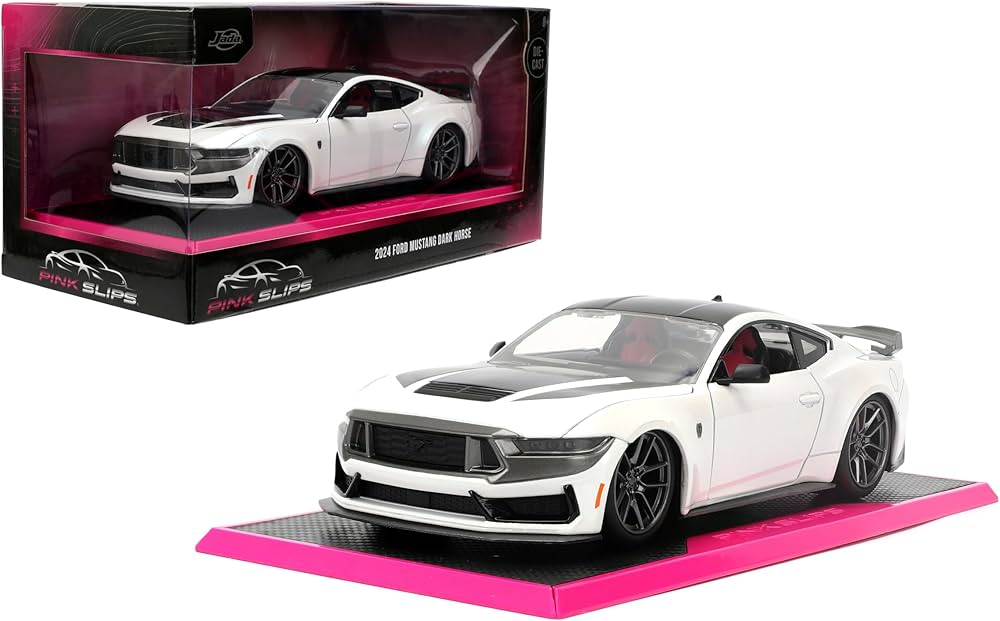 JADA Pink Slips 1:24-2024 Ford Mustang, Die-Cast Car with Base