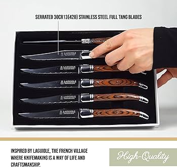 Amazon.com: Trudeau Laguiole Steak Knives Set of 6 – Premium