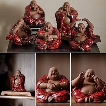 Amazon.co.jp: 七福神 置物 布袋 陶器製 布袋様 風水 仏像