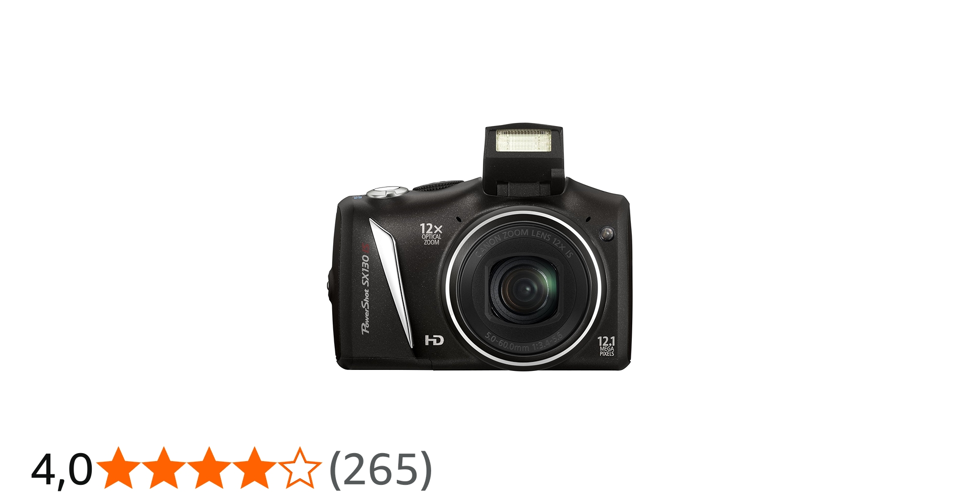 Canon Powershot SX130 IS Fotocamera Digitale 12.4 Megapixel, Nero