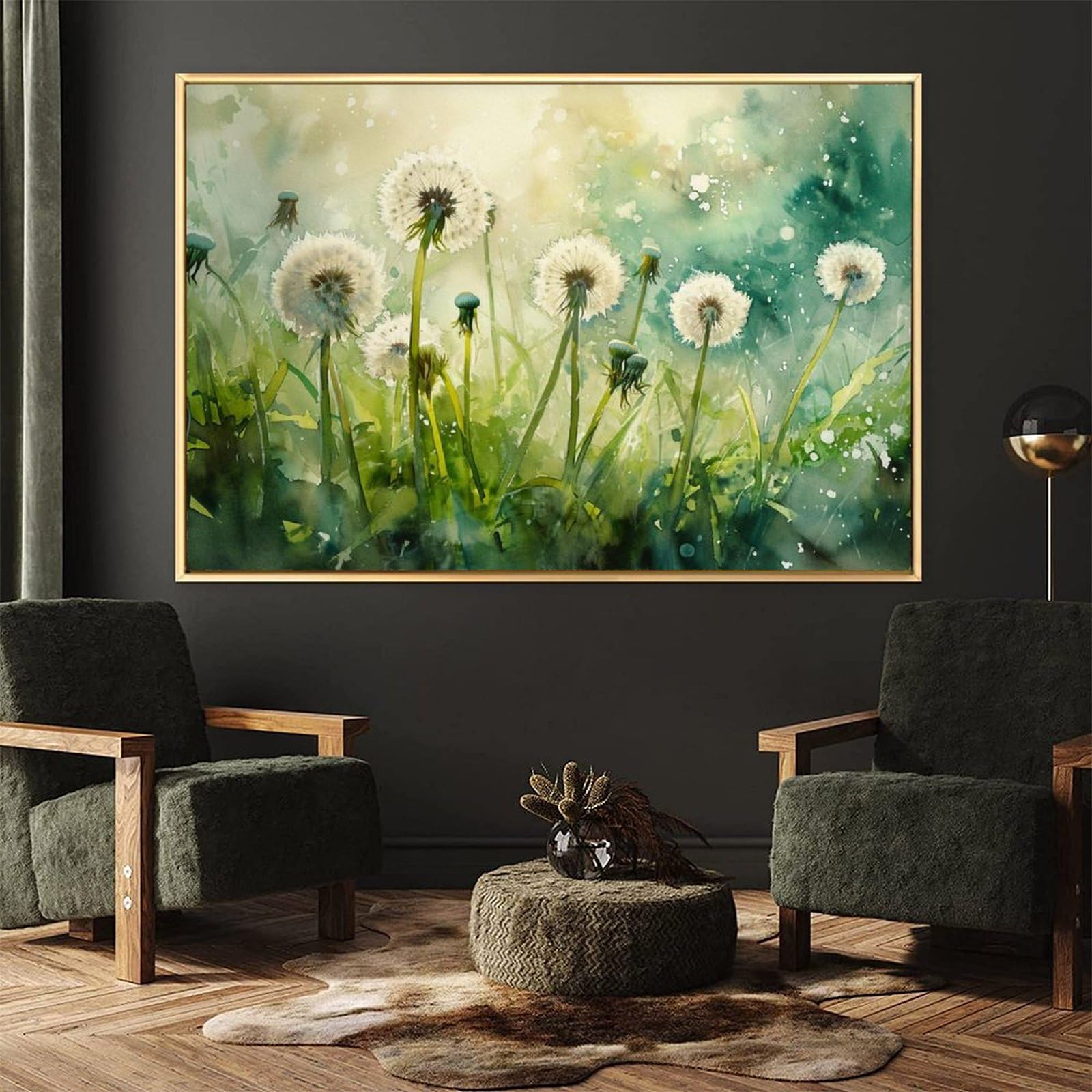 Amazon.co.jp: 絵画 鮮やかなタンポポインテリア 絵画 油絵イラスト