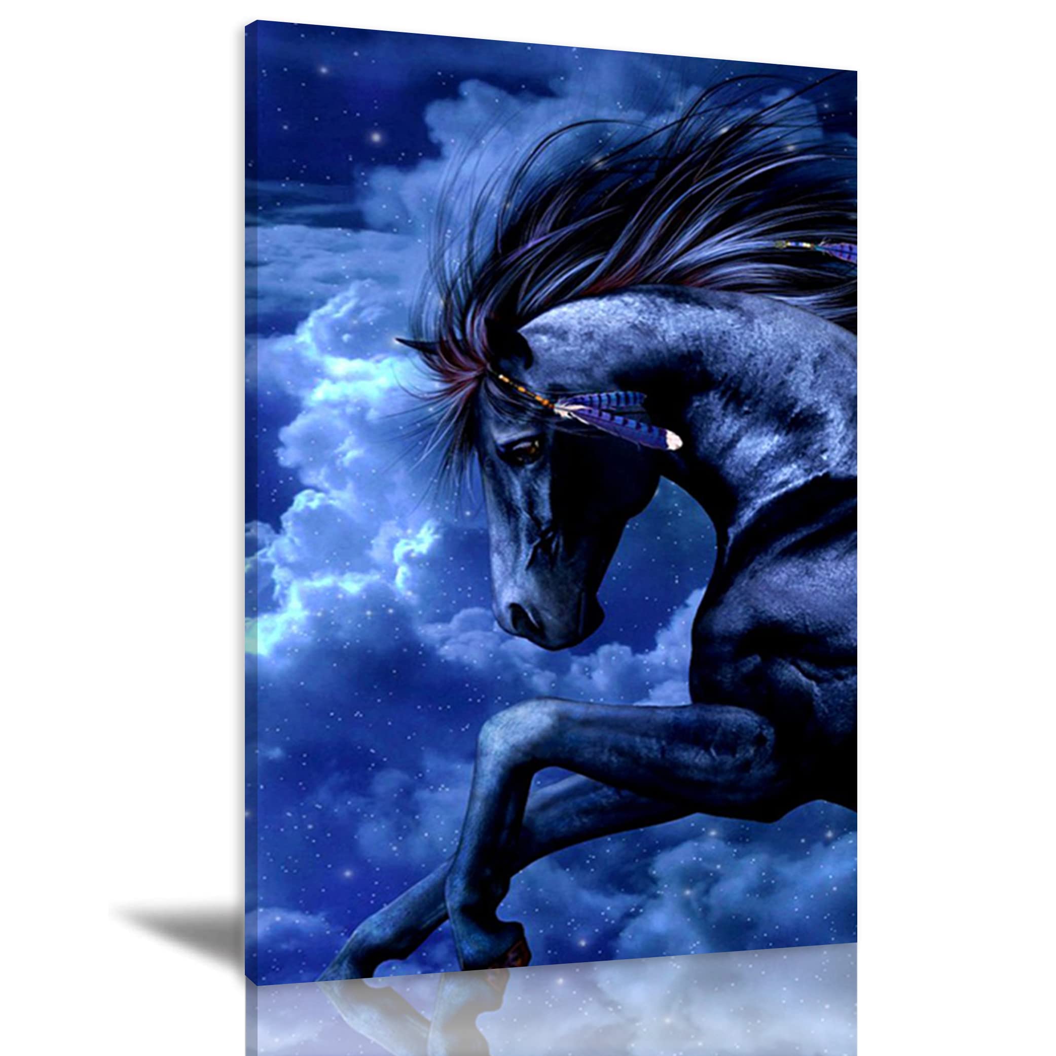 Amazon.co.jp: 絵画 青い馬ですインテリア 絵画 动物アートパネル 壁の