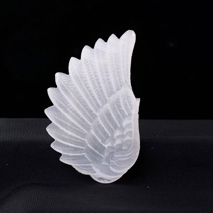 Amazon.co.jp: 天然白色亜セレン酸塩天使の羽の悩み石 翼の彫像 洗浄と