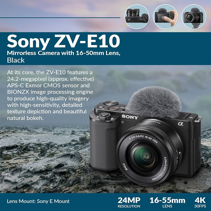Amazon.com : Sony ZV-E10 APS-C Mirrorless Camera with E PZ 16-50mm