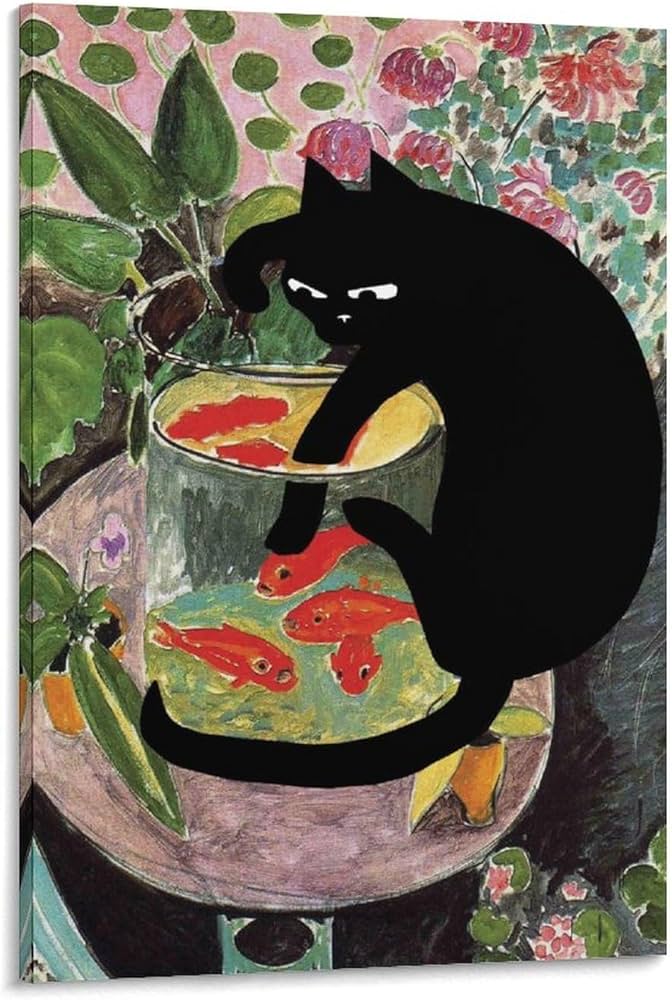 Amazon.co.jp: アンリマティスのポスターとプリント金魚と猫の壁の芸術