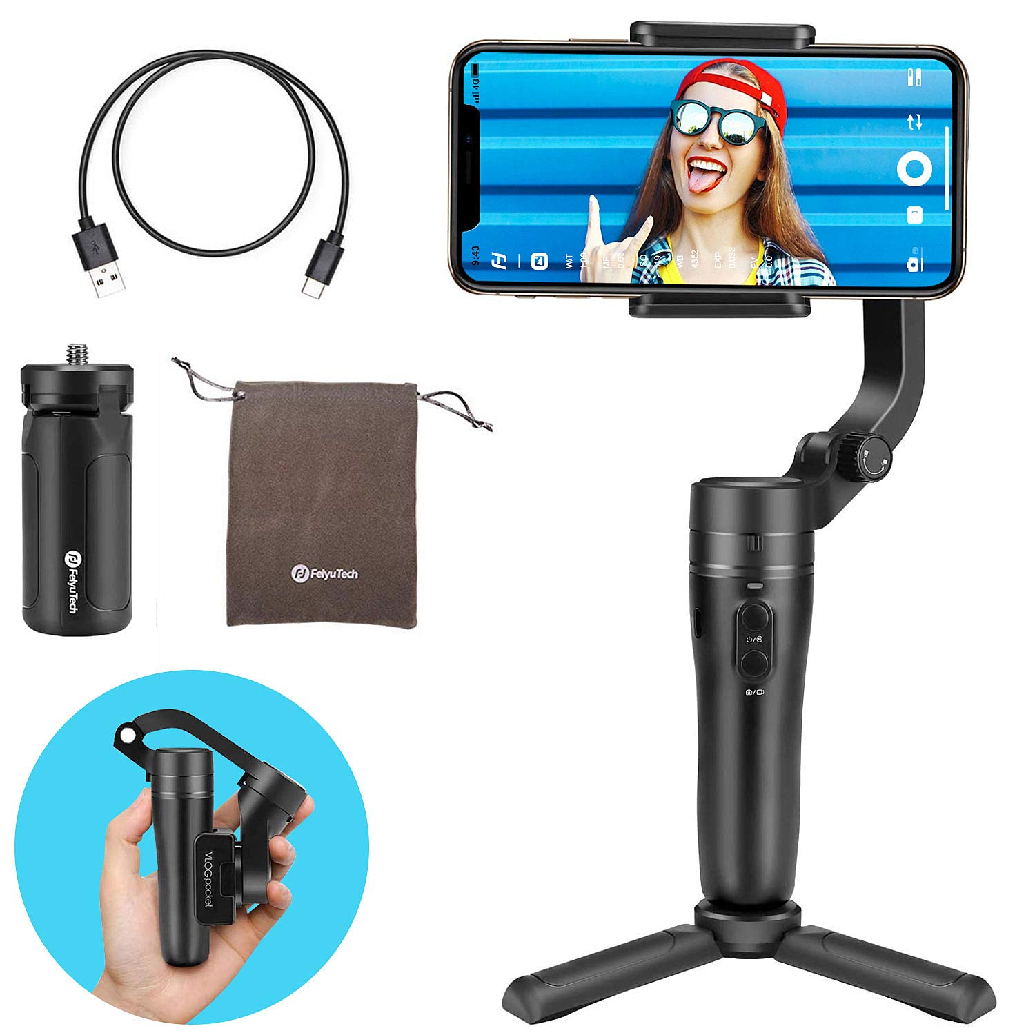 Amazon | FeiyuTech VLOG Pocketスマホジンバル折りたたみ式