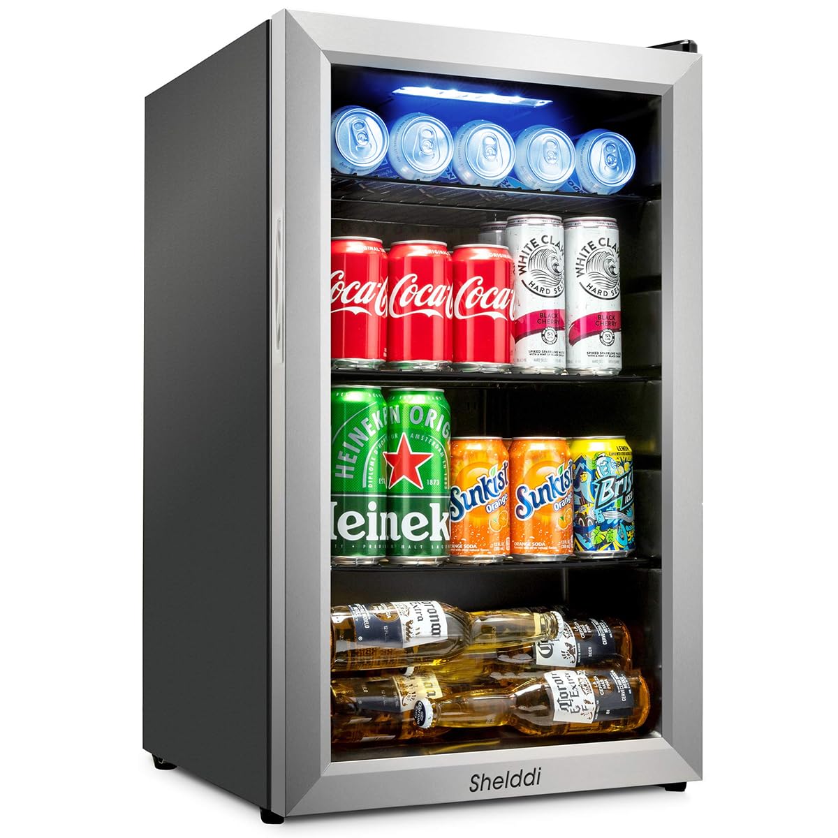 Amazon | Shelddi 冷蔵庫 93L 幅45cm コンプレッサー式 透明ガラスドア