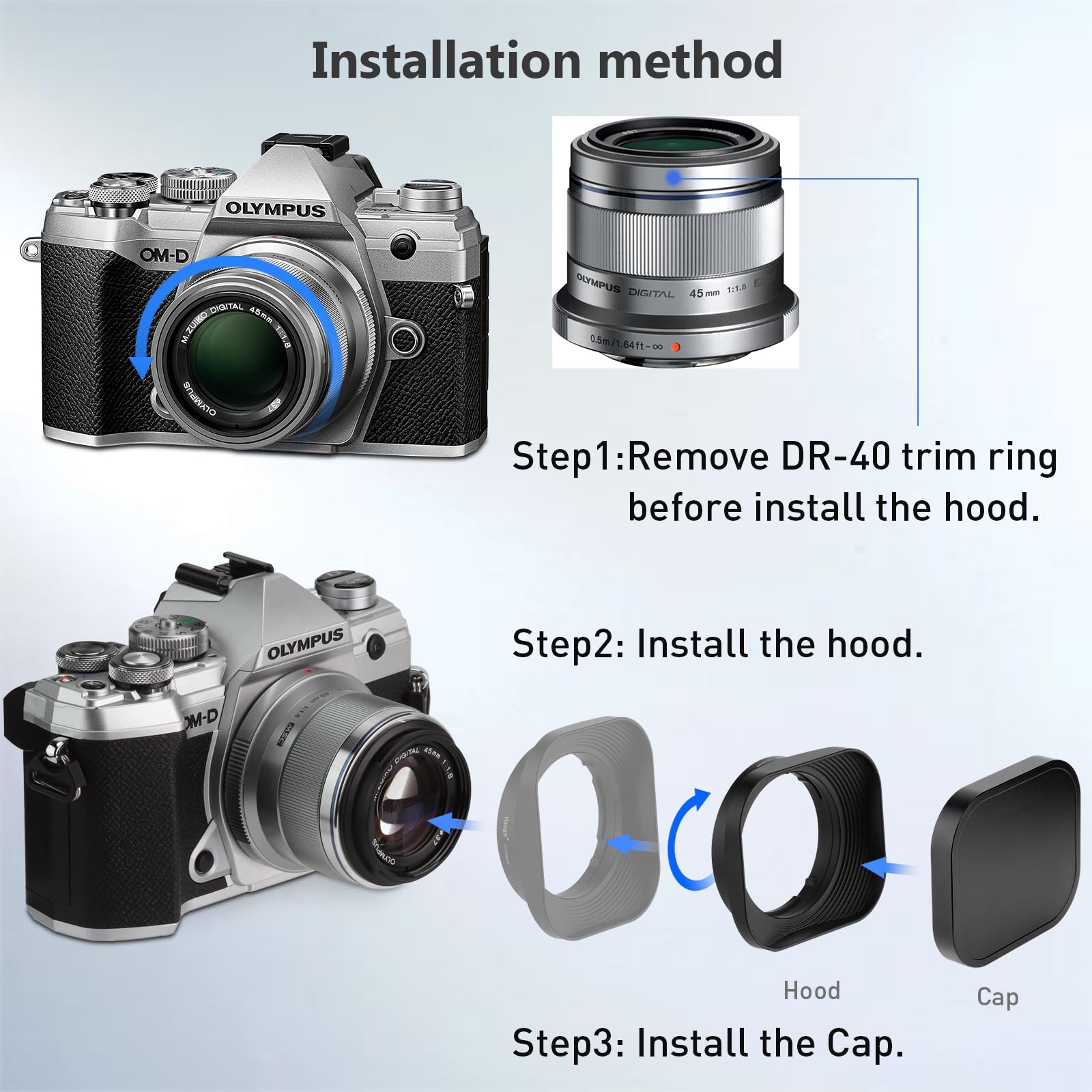 Amazon | Haoge LH-OM45 メタルスクエアレンズフード Olympus M.ZUIKO