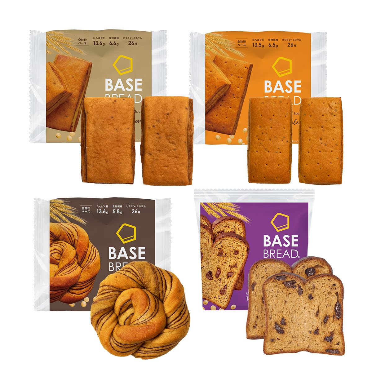 Amazon.co.jp: 【腹持ち・ボリューム◎】ベースブレッド 4種 40袋 パン