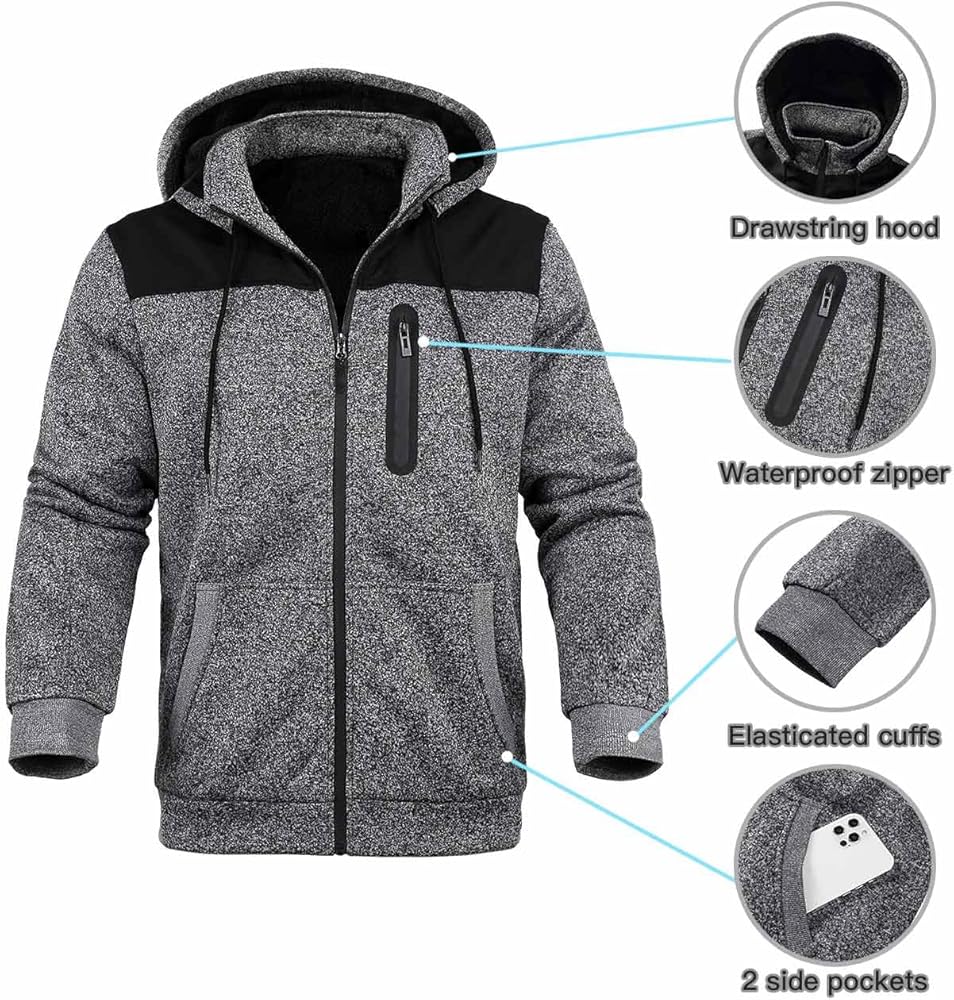 Xsylxgc Hoodies for Men Heavyweight Fleece Sweatshirt - Full Zip