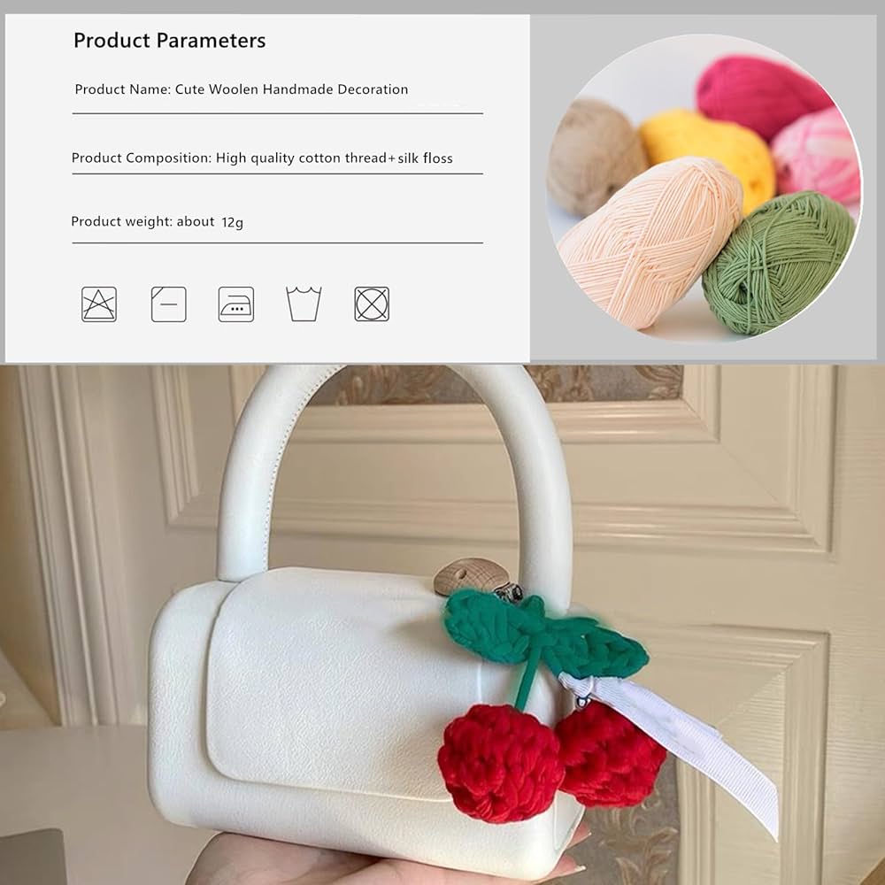 Amazon.com: Cute Cherry Car Mirror Hanger - Crochet Hand Knitted