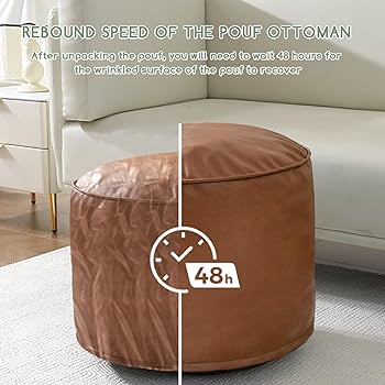 Amazon.com: HIGOGOGO Round Stuffed Pouf Ottoman, Pu Leather Poufs