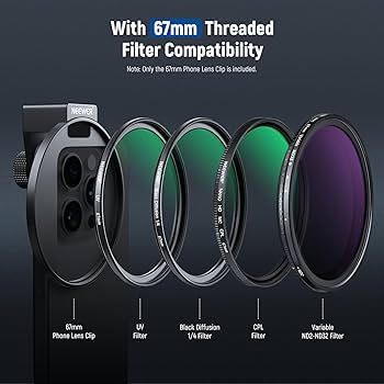 Amazon | NEEWER 67mm スマホフィルターマウント 調整可能ネジ付き