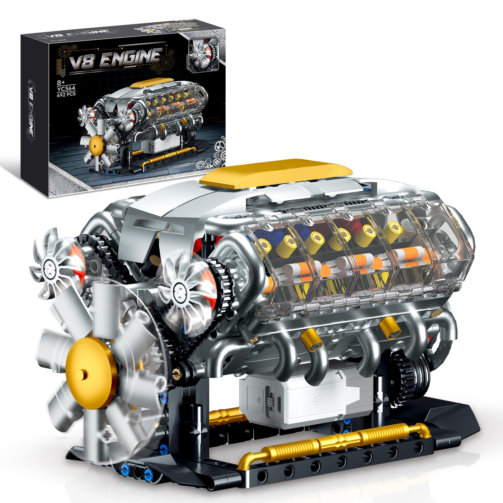 Amazon.co.jp: YEECHAO Ideas V8エンジン組み立てキット 大人用 自分