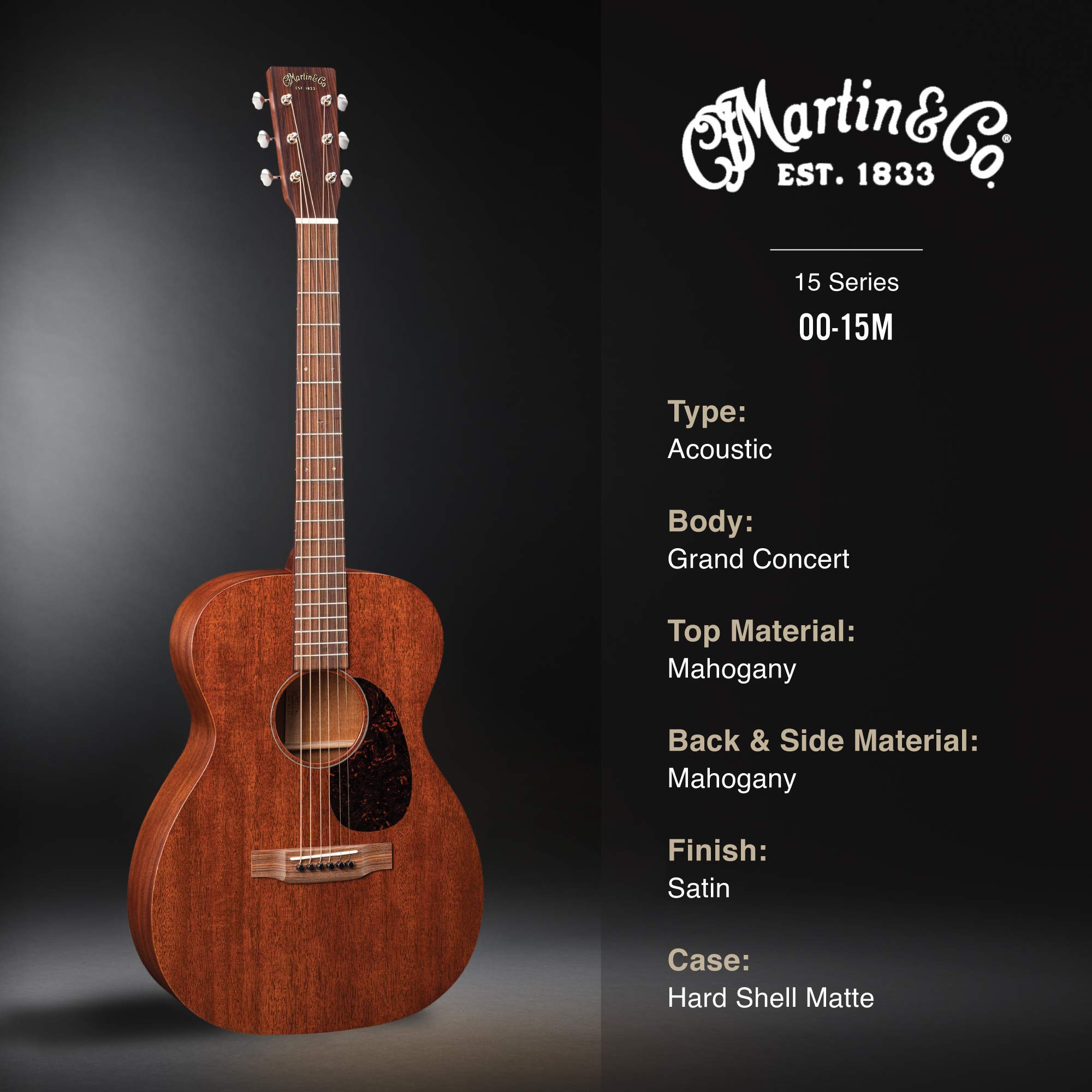 Amazon.com: Martin Guitar 00-15M with Gig Bag, Acoustic Guitar for