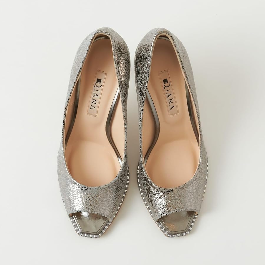 Amazon | [ダイアナ] オープンパンプス 日本製 銀 シルバー 21.5cm