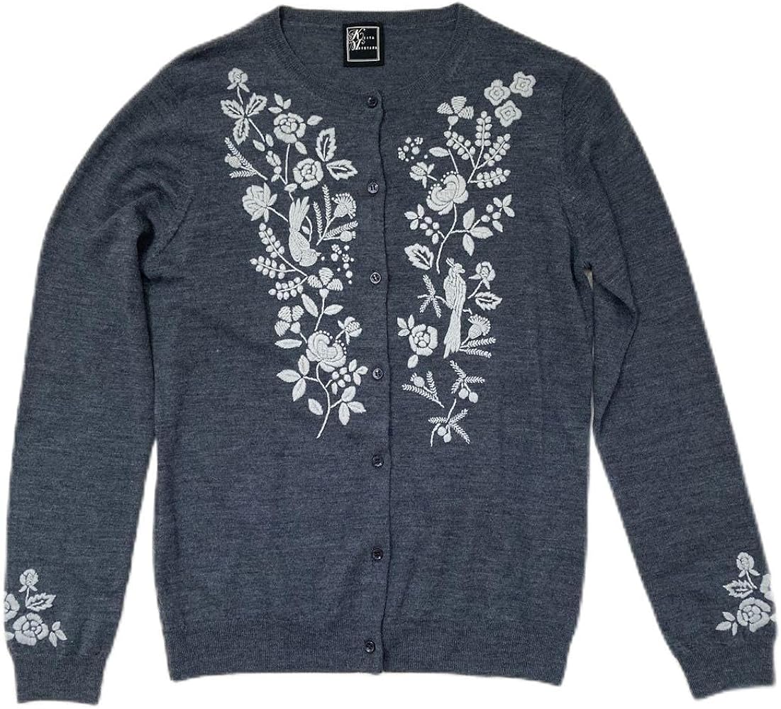 Amazon | ケイタマルヤマ 刺繍カーディガン グレー keitamaruyama