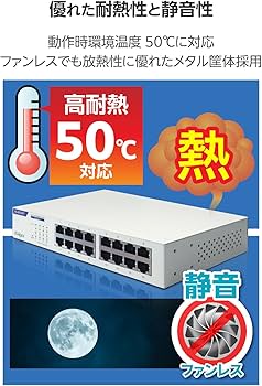Amazon | エレコム スイッチングハブ ギガビット 16ポート 電源内蔵