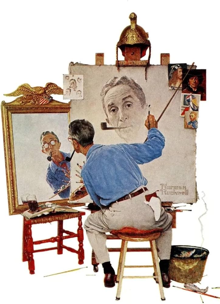 Amazon.co.jp: ノーマン・ロックウェルのポスター《自画像》キャンバス